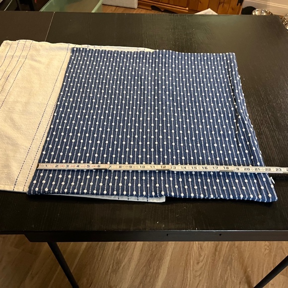 Matching Pillow Shams- Navy, White, Light blue pick stitch and dot 22x22 - Picture 3 of 7